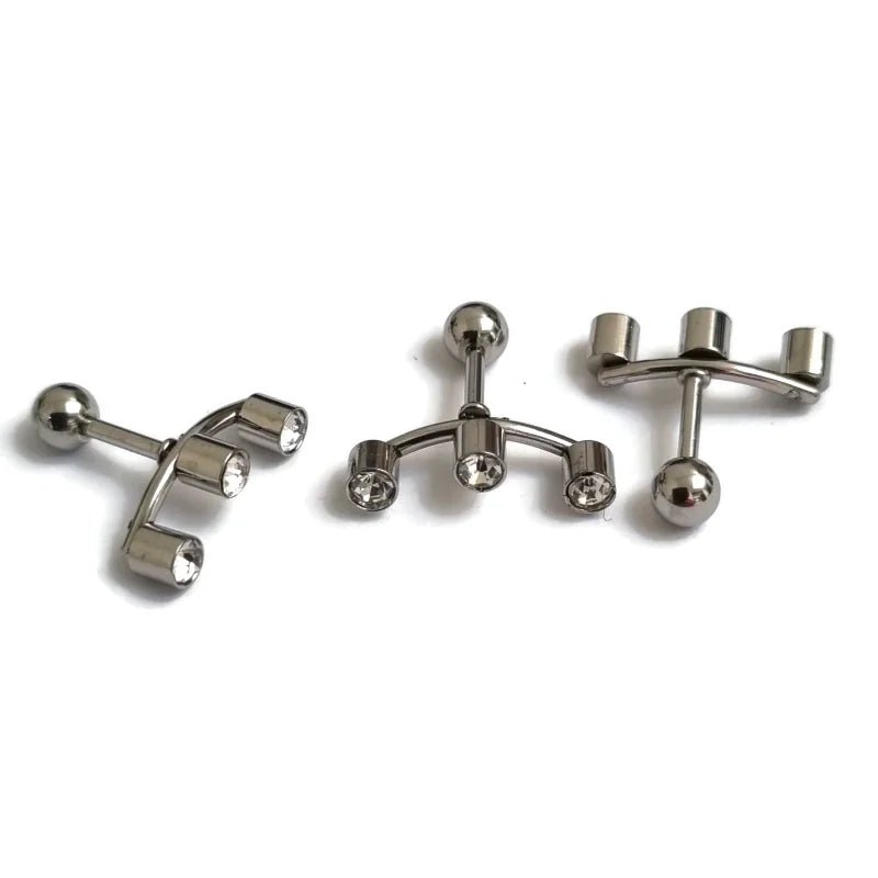 Zilverkleurige Helixpiercing met Zirkonia Steentjes - Unisex