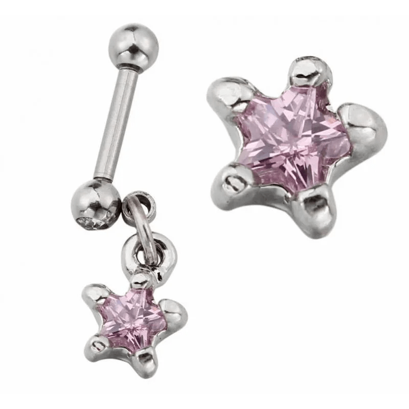 Roze Ster Tragus Helix Oorbel - Unisex