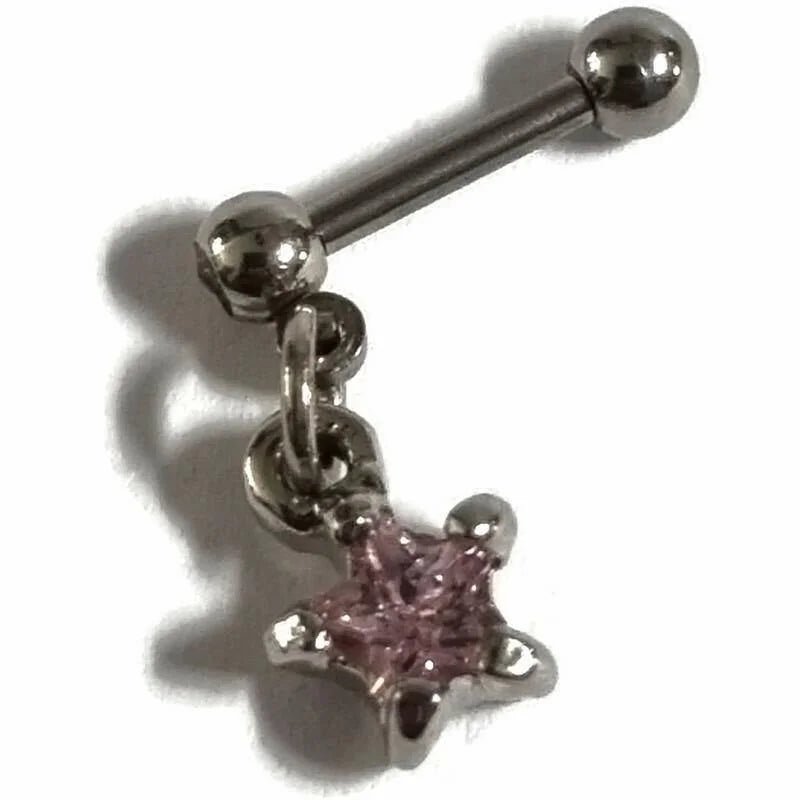 Roze Ster Tragus Helix Oorbel - Unisex