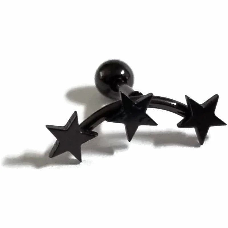 Zwarte Sterren Helixpiercing Oorbellen 15mm - Unisex