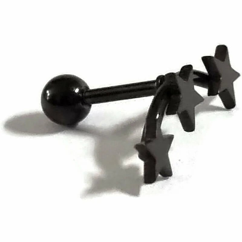 Zwarte Sterren Helixpiercing Oorbellen 15mm - Unisex