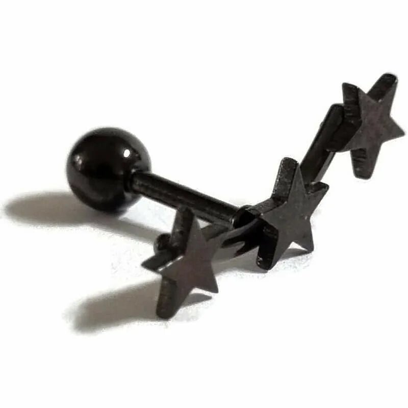 Zwarte Sterren Helixpiercing Oorbellen 15mm - Unisex
