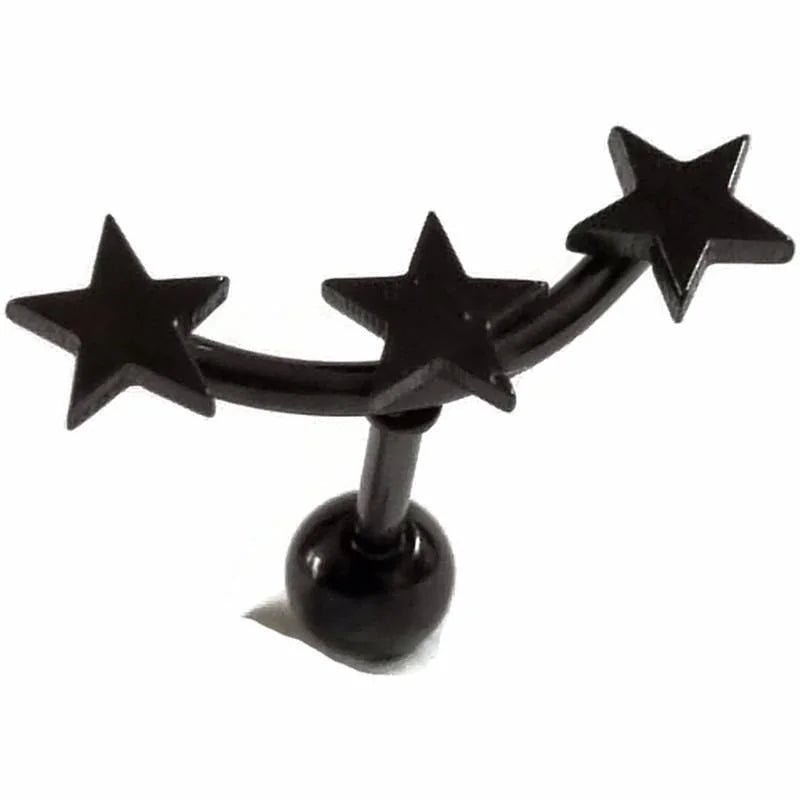 Zwarte Sterren Helixpiercing Oorbellen 15mm - Unisex