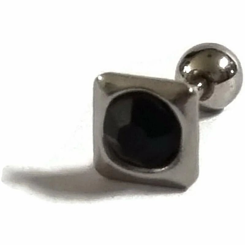 Zwarte Vierkante Helix Piercing met Stalen Piercing - Unisex