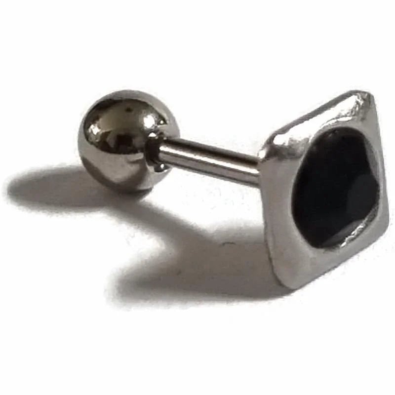 Zwarte Vierkante Helix Piercing met Stalen Piercing - Unisex
