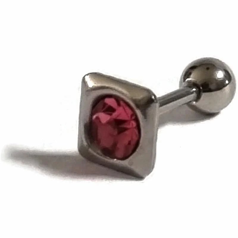 Roze Steentje Vierkante Helix Piercing - Unisex