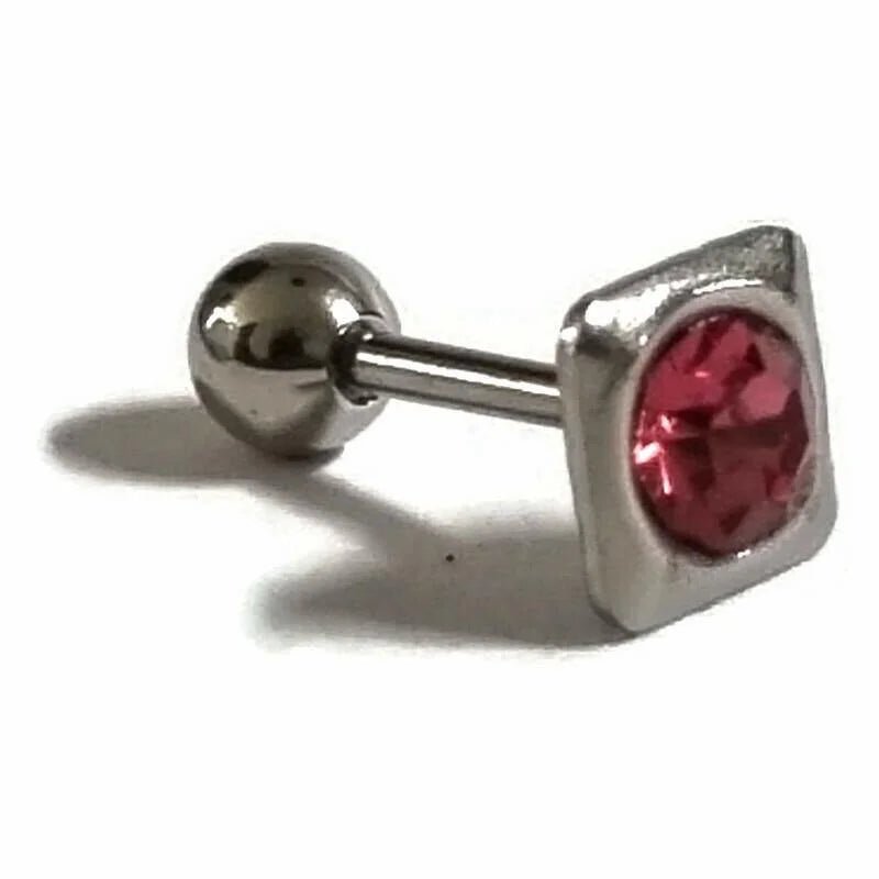 Roze Steentje Vierkante Helix Piercing - Unisex