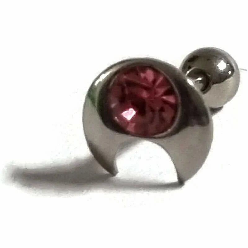 Maan Tragus Piercing met Roze Steen - Unisex