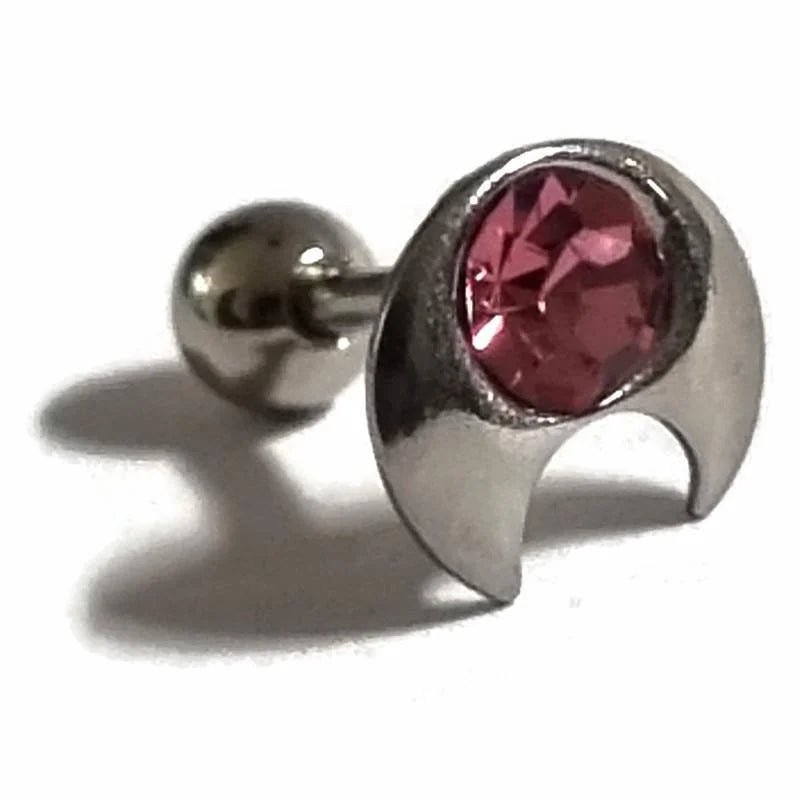 Maan Tragus Piercing met Roze Steen - Unisex