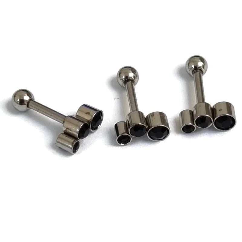Zwarte Steentjes Helix Tragus Oorbellen - Unisex