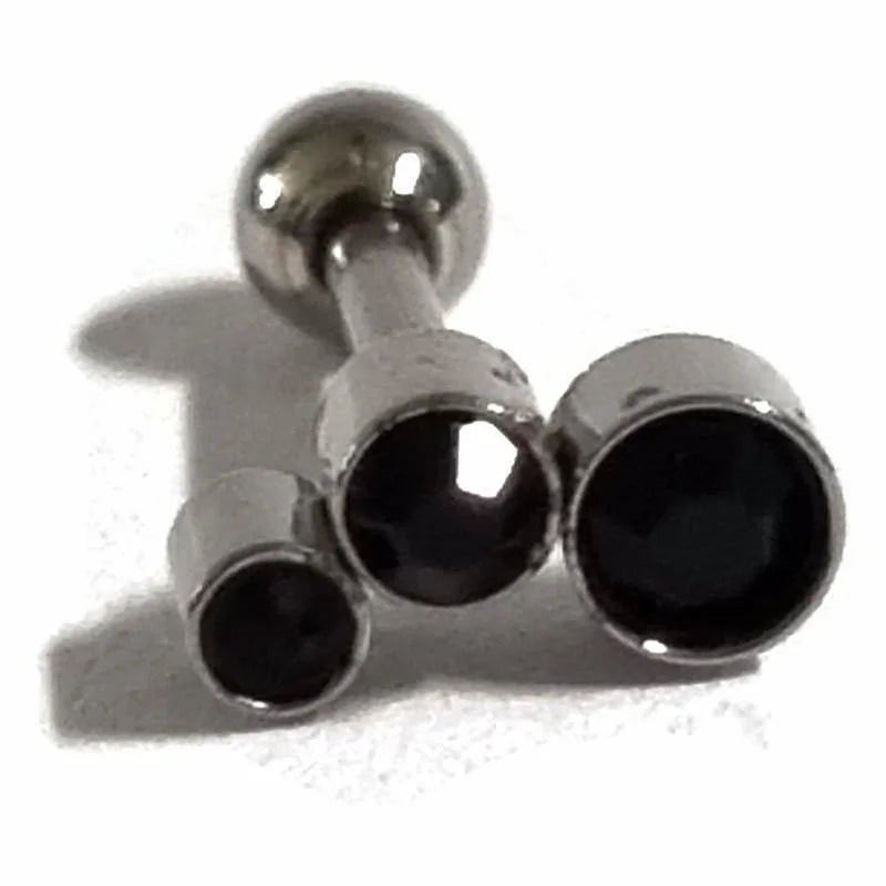 Zwarte Steentjes Helix Tragus Oorbellen - Unisex