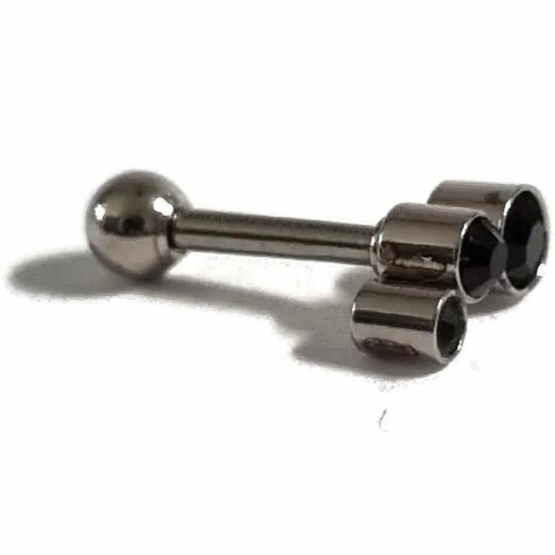 Zwarte Steentjes Helix Tragus Oorbellen - Unisex