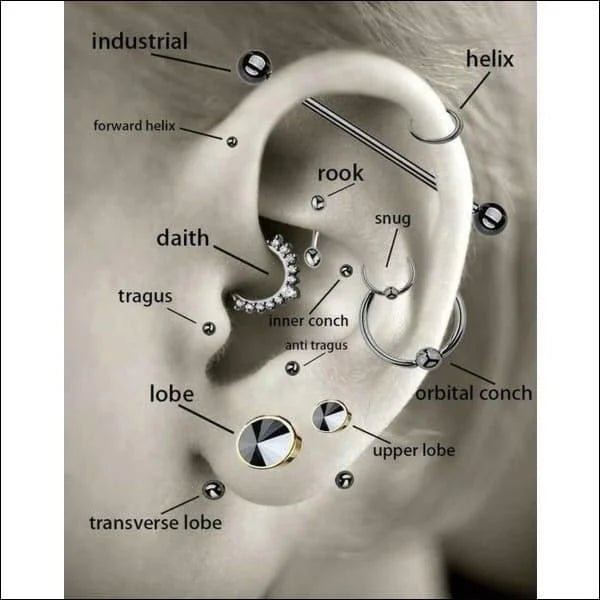Transparante Helix Piercing of Tragus Piercing - Unisex