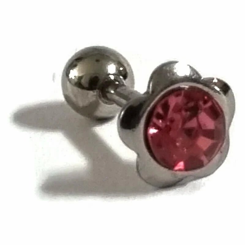 Roze Helix Tragus Piercing met Steentje - 6mm - Unisex