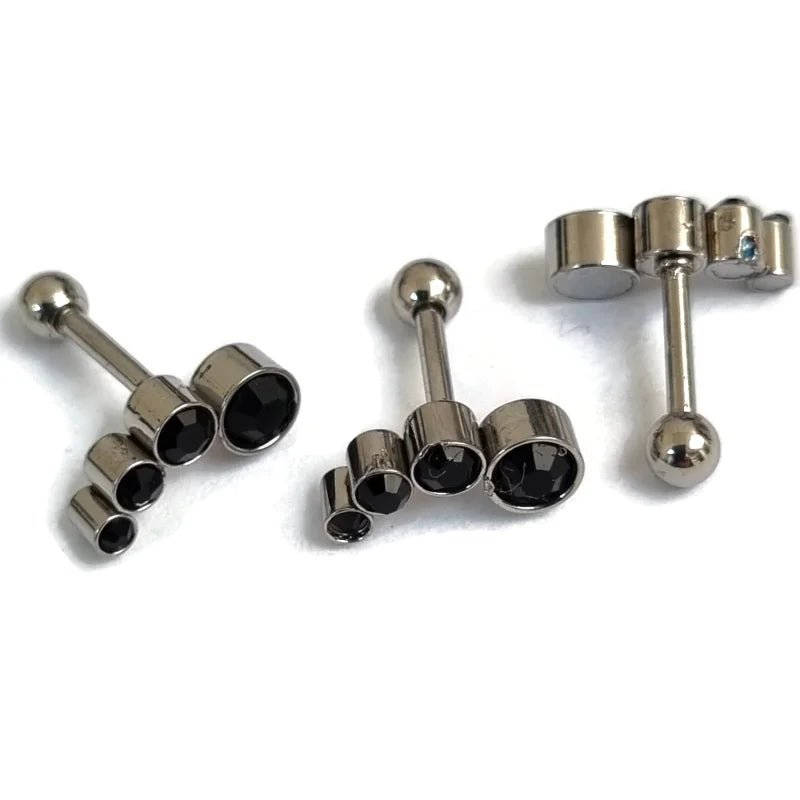 Zwarte Steentjes Helix Tragus Oorbel - Unisex