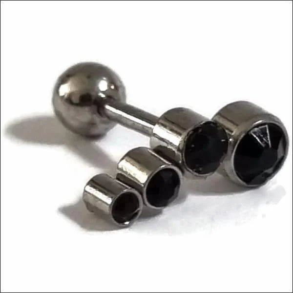 Zwarte Steentjes Helix Tragus Oorbel - Unisex