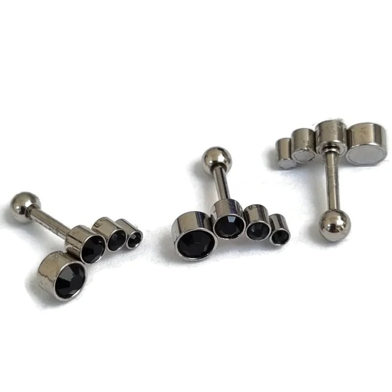 Helix Tragus Piercing met Zwarte Steentjes - Unisex