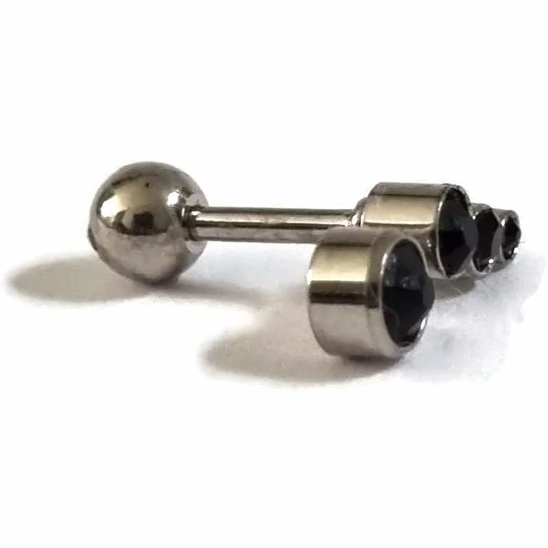 Helix Tragus Piercing met Zwarte Steentjes - Unisex