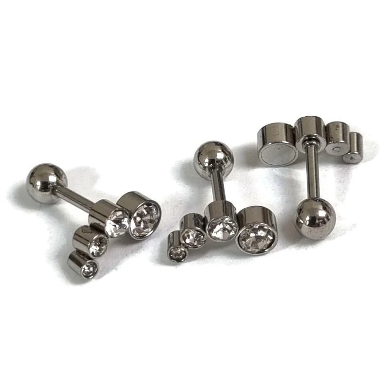 Zirkonia Helix piercing Bar met Schitterende Steentjes - Unisex