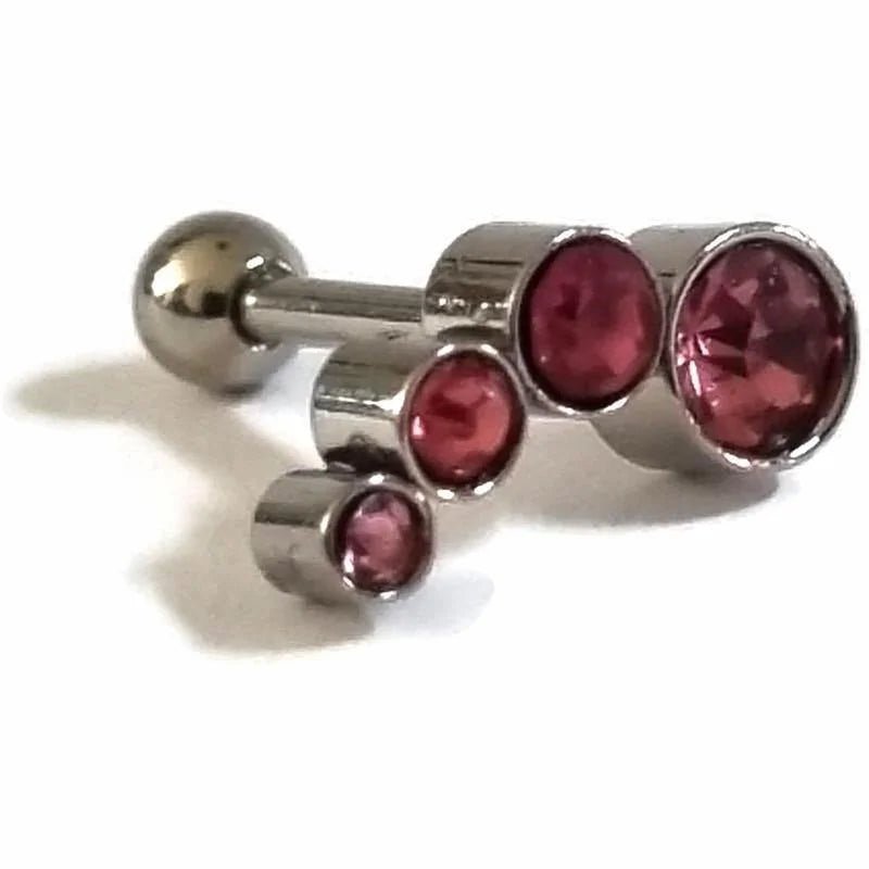 Roze Helix Piercing met 4 Steentjes - Staal - Unisex