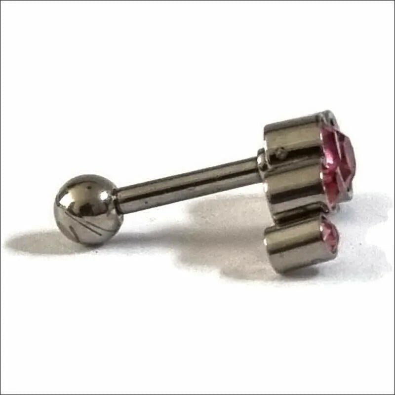 Helixpiercing met Roze kristal Steentjes - Unisex