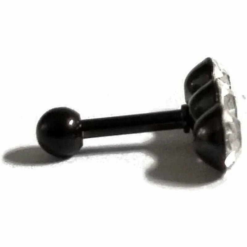 Zwarte Helix Piercing met 3 Steentjes - Stijlvolle Tragus - Unisex