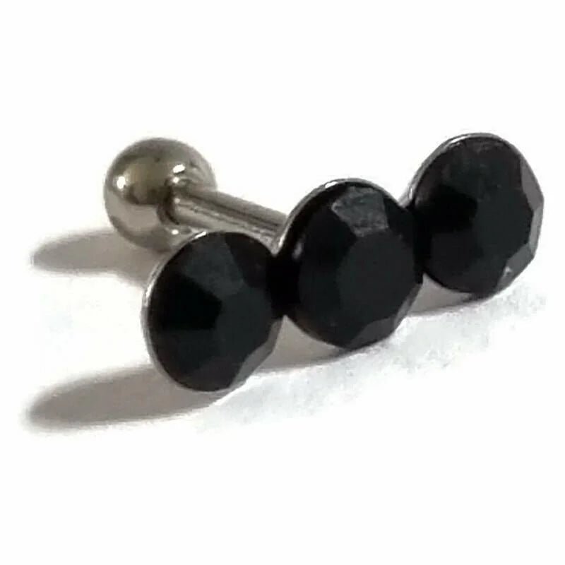 Zwarte Steentjes Helix Tragus Piercing - Unisex