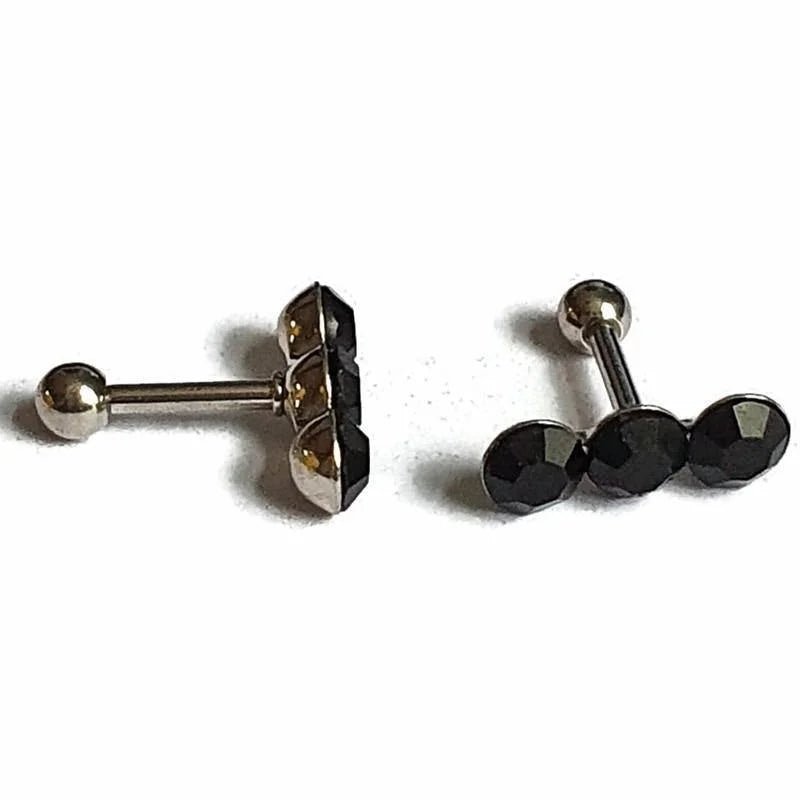 Zwarte Steentjes Helix Tragus Piercing - Unisex
