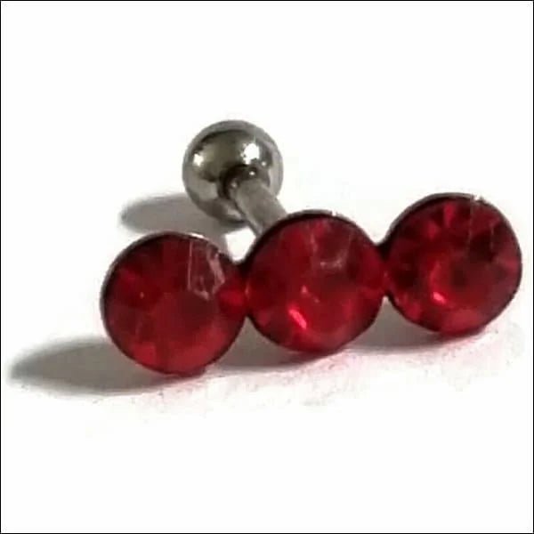 Rode Helix Tragus Piercing met Steentjes - Unisex