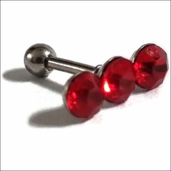 Rode Helix Tragus Piercing met Steentjes - Unisex