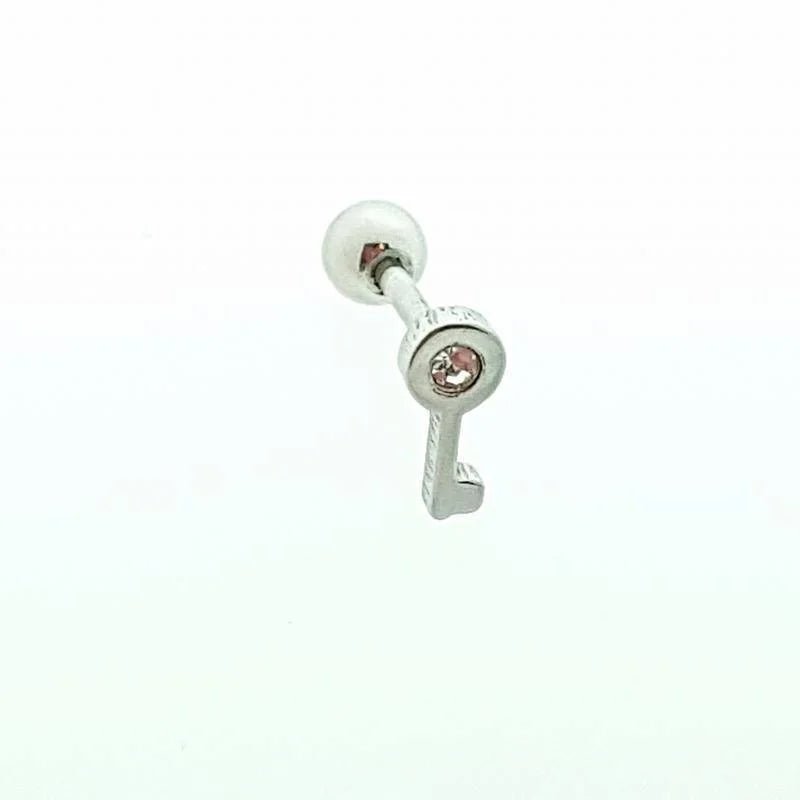 Stijlvolle Helixpiercing met Sleutel en Zirkonia - Unisex