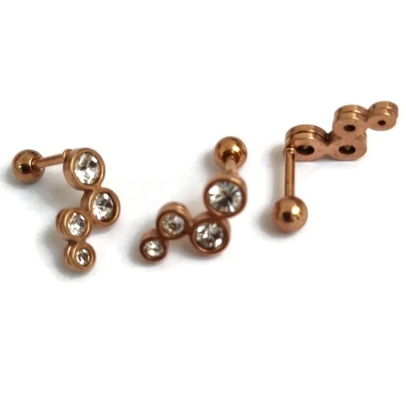 Ros&Atilde;&copy; Helix piercing oor met 4 Steentjes - Unisex