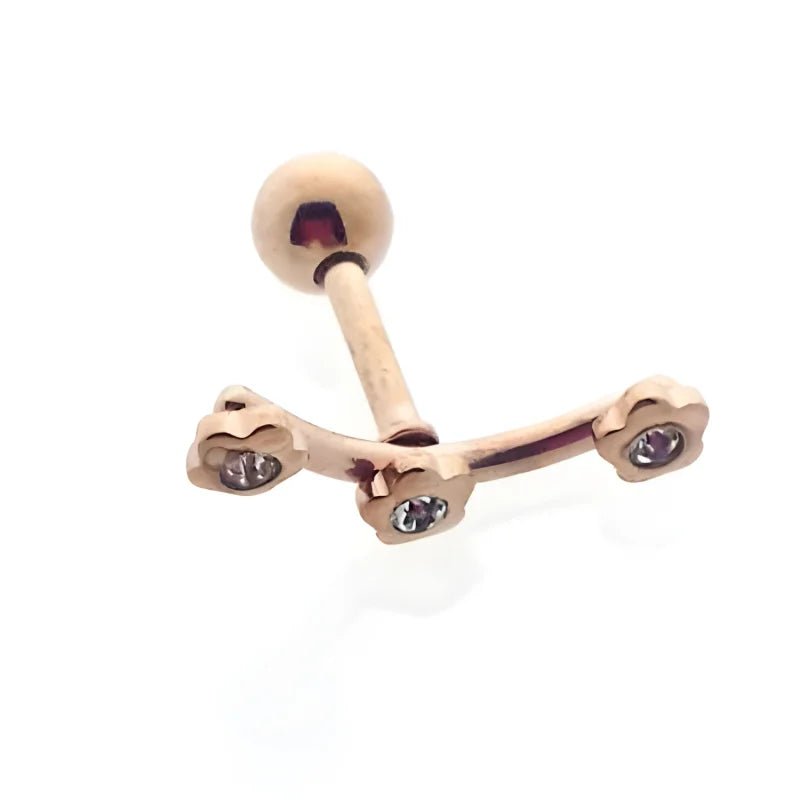 rosegoudkleur Helix piercing met 3 Steentjes - Unisex