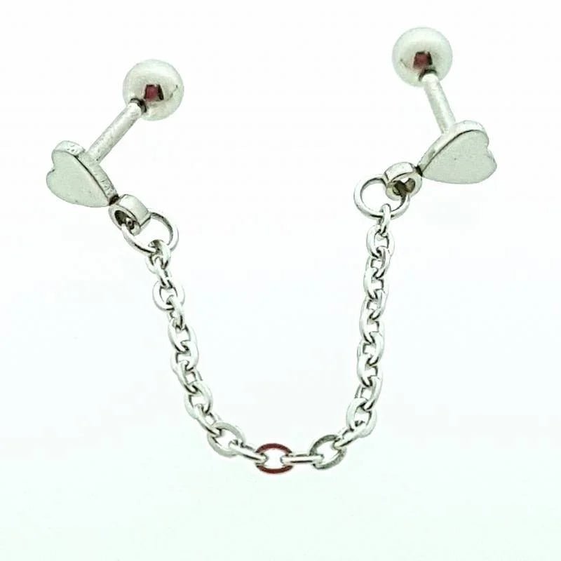 Helixpiercing kettinkje met Hartjes - Unisex