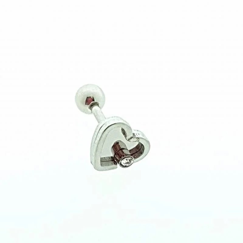 Mooie Helixpiercing Hartje Zirkonia - Unisex