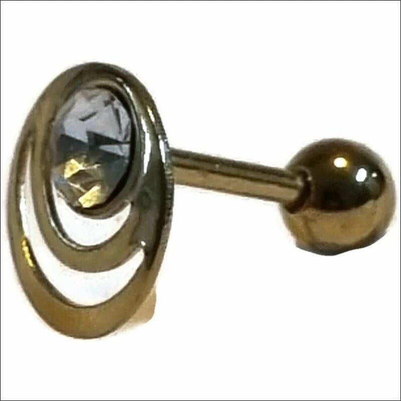 Goudkleurige Helix Piercing met Steentje - 9mm - Unisex