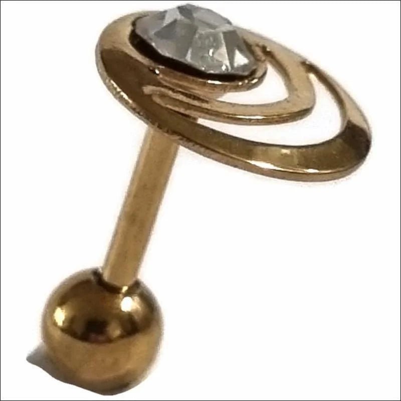 Goudkleurige Helix Piercing met Steentje - 9mm - Unisex