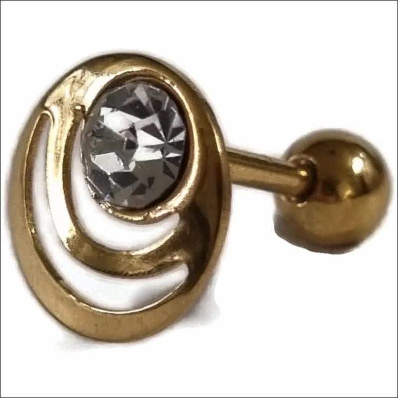 Goudkleurige Helix Piercing met Steentje - 9mm - Unisex