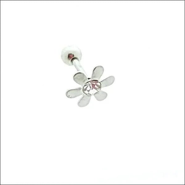 Strass Bloem Helix Piercing - Zilverkleurige Oorpiercing - Unisex