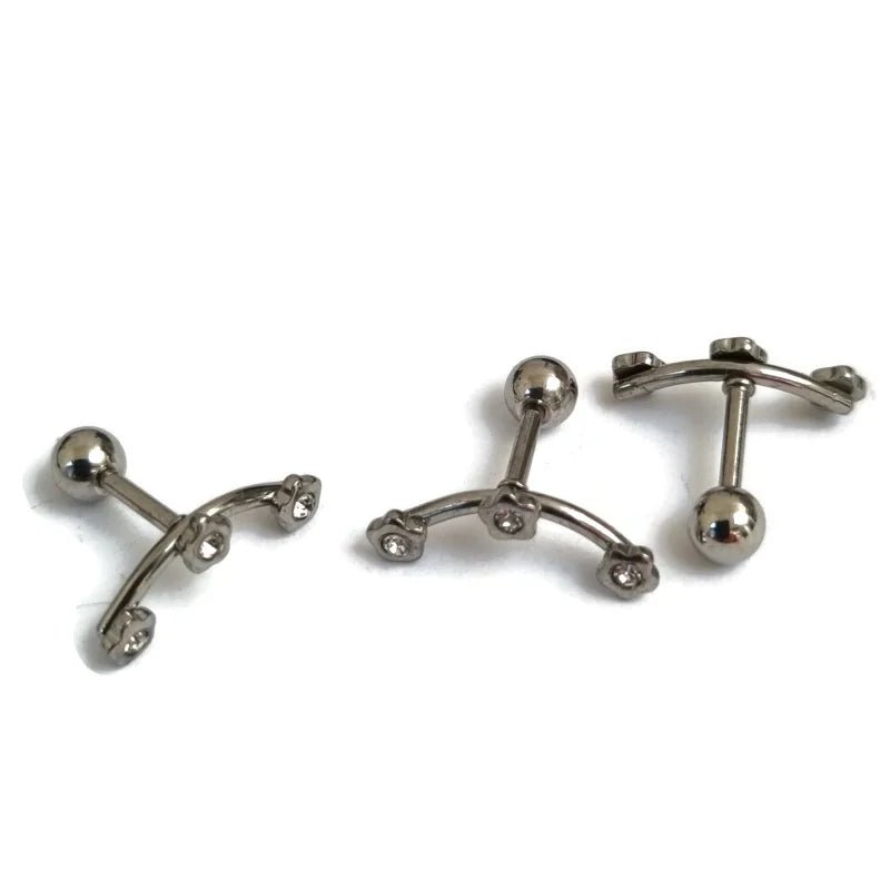 Stalen Helixpiercing Bloem met 3 Steentjes - Unisex