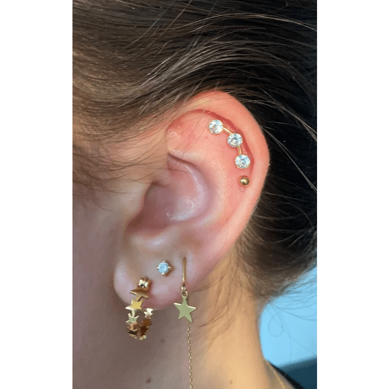 Helixpiercing met Kristallen Goudkleur - Unisex