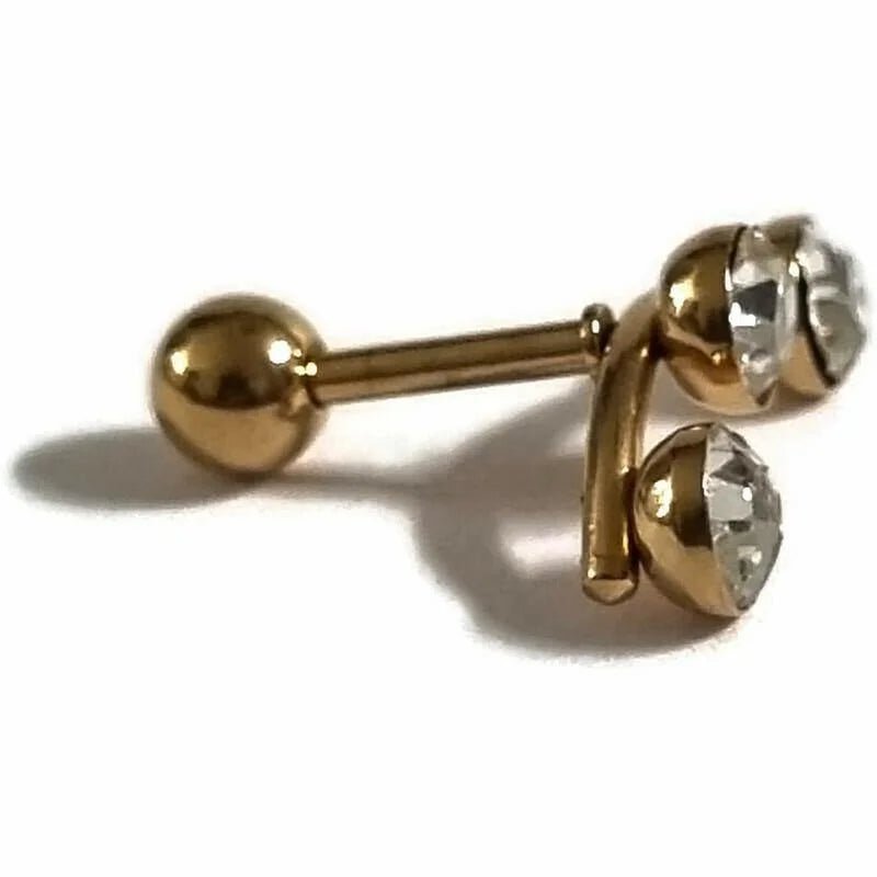 Helixpiercing met Kristallen Goudkleur - Unisex