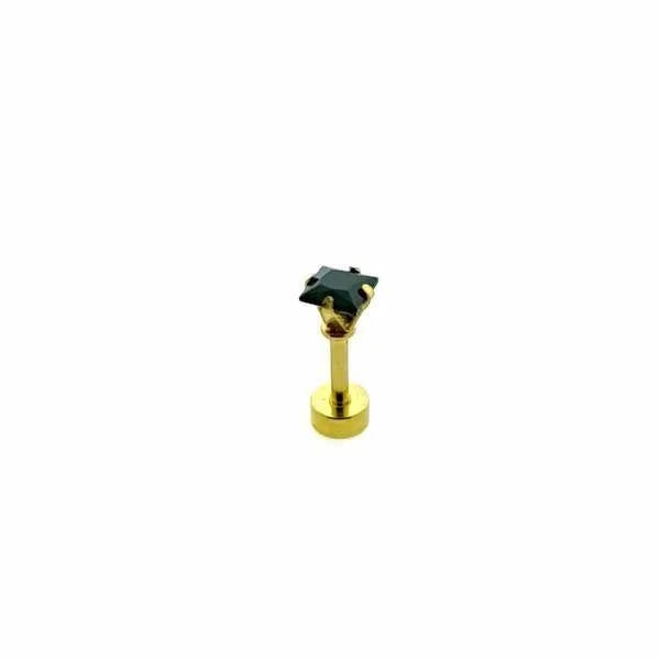 Zwarte Vierkante Helix Piercing met Zirkonia - Unisex