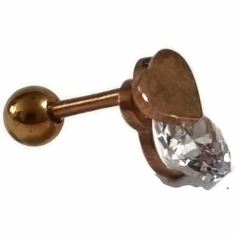 Zirkonia Hart Oorbellen - Trendy Ros&Atilde;&copy;kleurige Helix - Unisex