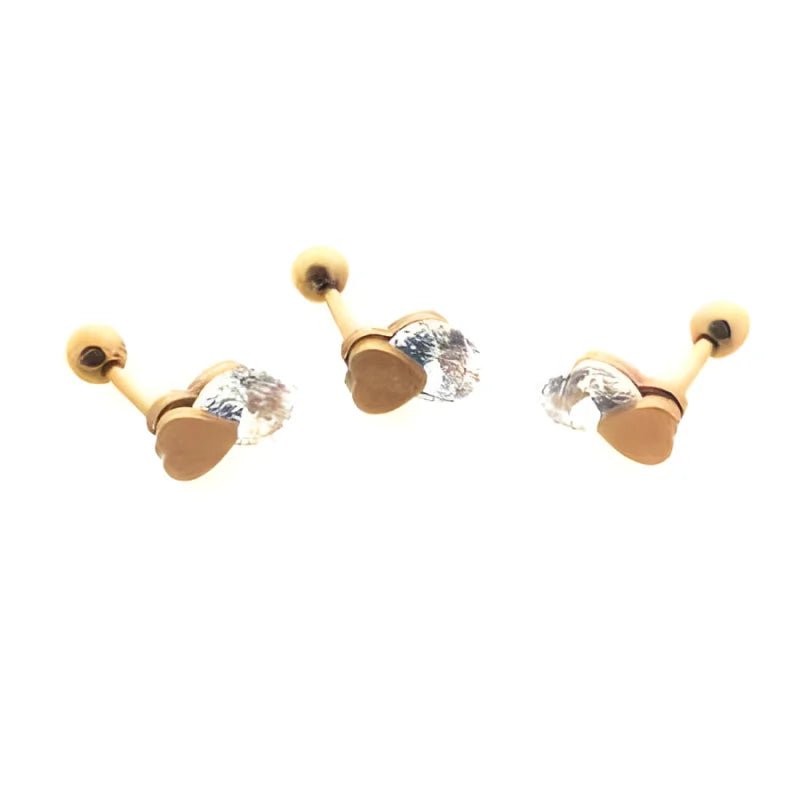 Zirkonia Hart Oorbellen - Trendy Ros&Atilde;&copy;kleurige Helix - Unisex