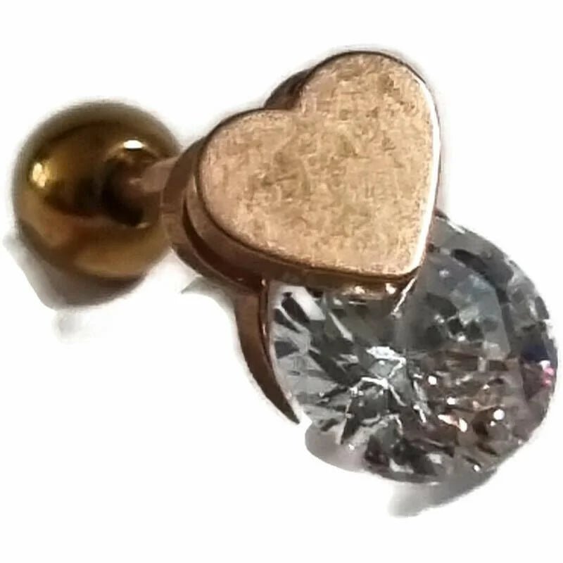 Zirkonia Hart Oorbellen - Trendy Ros&Atilde;&copy;kleurige Helix - Unisex