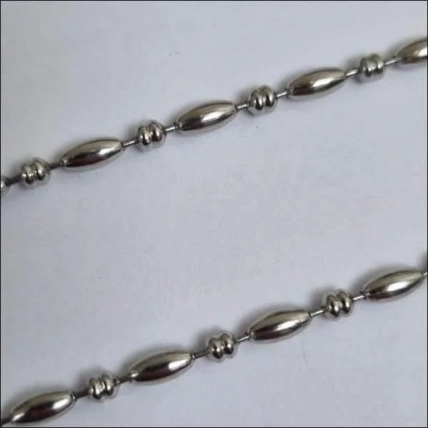 Halsketting Bolletjes & Ovale Schakel Staal &acirc;&euro;&ldquo; 60cm RVS Unisex - Unisex
