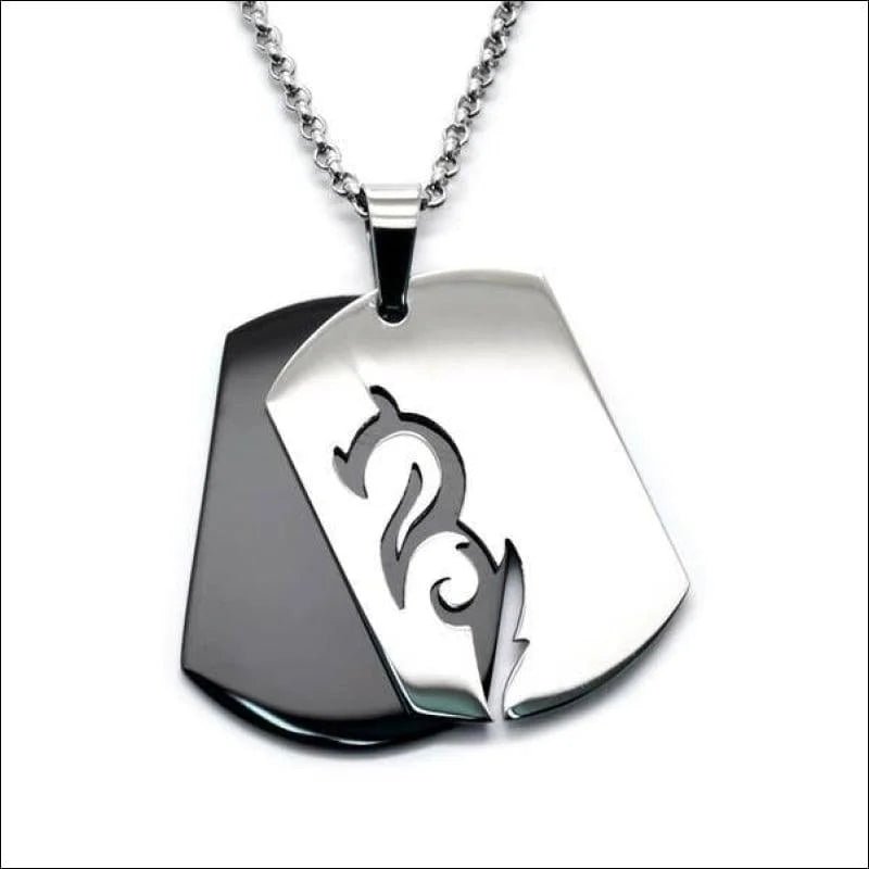 Stoere Tribal hanger  Zwart en Zilverkleurig Staal - Unisex
