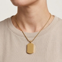Goudkleurige Rechthoekige Ashanger Staal &acirc;&euro;&ldquo; Gedenksieraad Zonder Ketting - Unisex