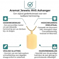 Goudkleurige Rechthoekige Ashanger Staal &acirc;&euro;&ldquo; Gedenksieraad Zonder Ketting - Unisex